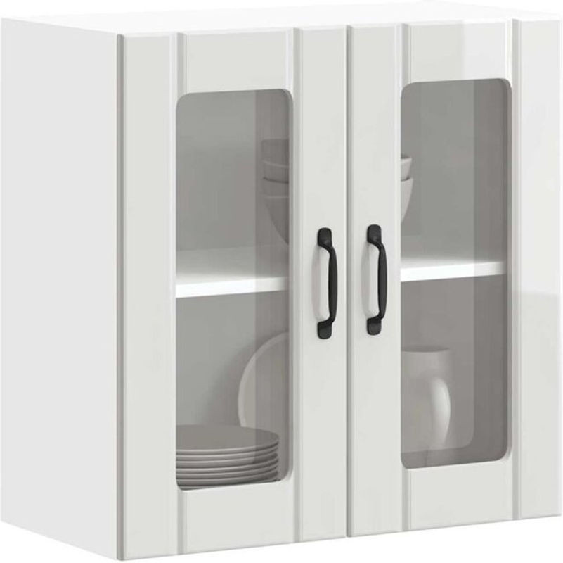 Vidaxl Küchen-Hängeschrank in Weiß mit Glastür aus Holzwerkstoff und modernem Design, B: 60 cm, H: 60 cm, T: 31 cm - Bild 1