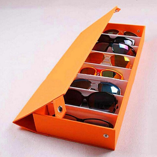BLUELANS Sonnenbrillen Aufbewahrungskoffer mit 8 Gittern für Brillen und Schmuck in Pink und Orange - Bild 1