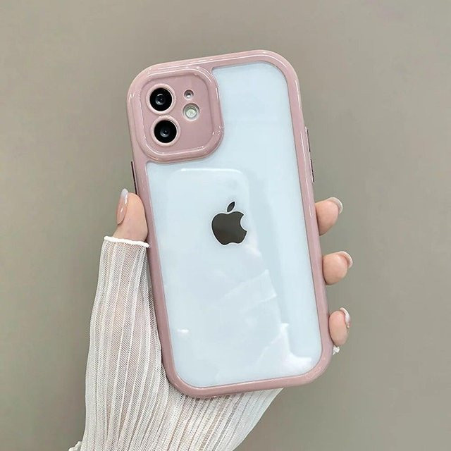 Transparente Handyhülle mit Kameraobjektivschutz für Apple iPhone Modelle in Pink - Bild 1