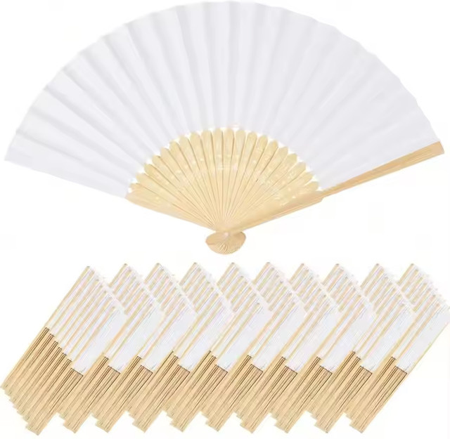 Weißer Faltfächer aus Bambus und Papier für Hochzeiten und DIY-Gestaltungen - Bild 1