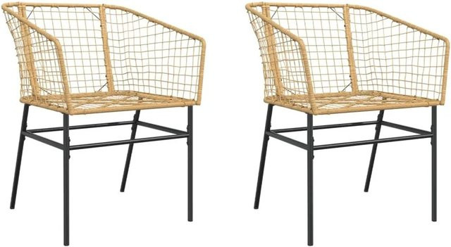 Furnicato Gartenstühle Set aus 2 Stück in Braun aus PE-Rattan mit Armlehnen und pulverbeschichtetem Stahlgestell - Bild 1