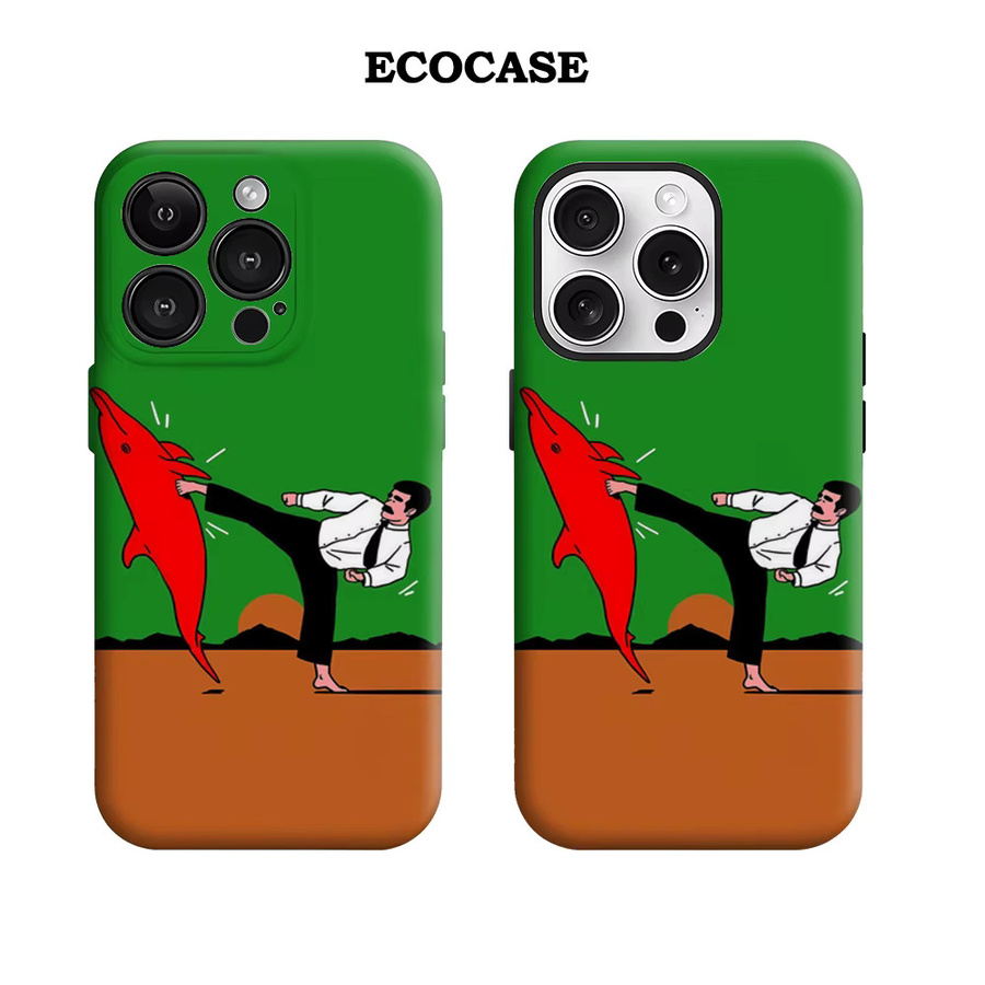 Potdemiel Handyhülle Surreal Karate Dolphin Kick für iPhone 17 16 15 14 13 12 Pro Max Plus mit doppelschichtiger Rückseite - Bild 2
