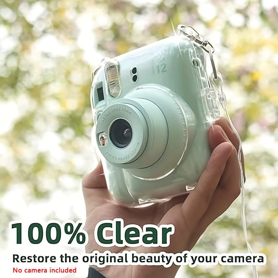5-teiliges Set transparente Schutzhülle aus Hart-PC für Fujifilm Instax Mini 12 inklusive 2 Riemen und Aufklebern - Bild 2