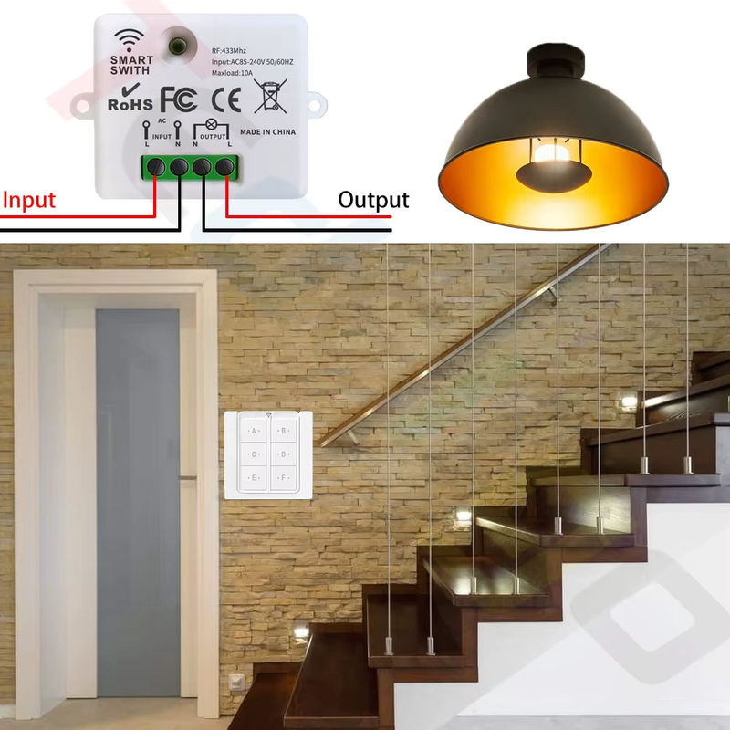 Tedeligo Kabelloser Magnetischer Wandschalter und 433MHz Fernbedienung für Lampe und Ventilator, Weiß, 230V - Bild 4