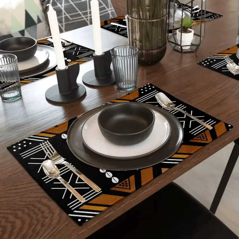 VIKAMA Tischsets im 4er-Set mit afrikanischem Stammesmuster, wasserdicht und waschbar, rechteckig, Mehrfarbig - Bild 4