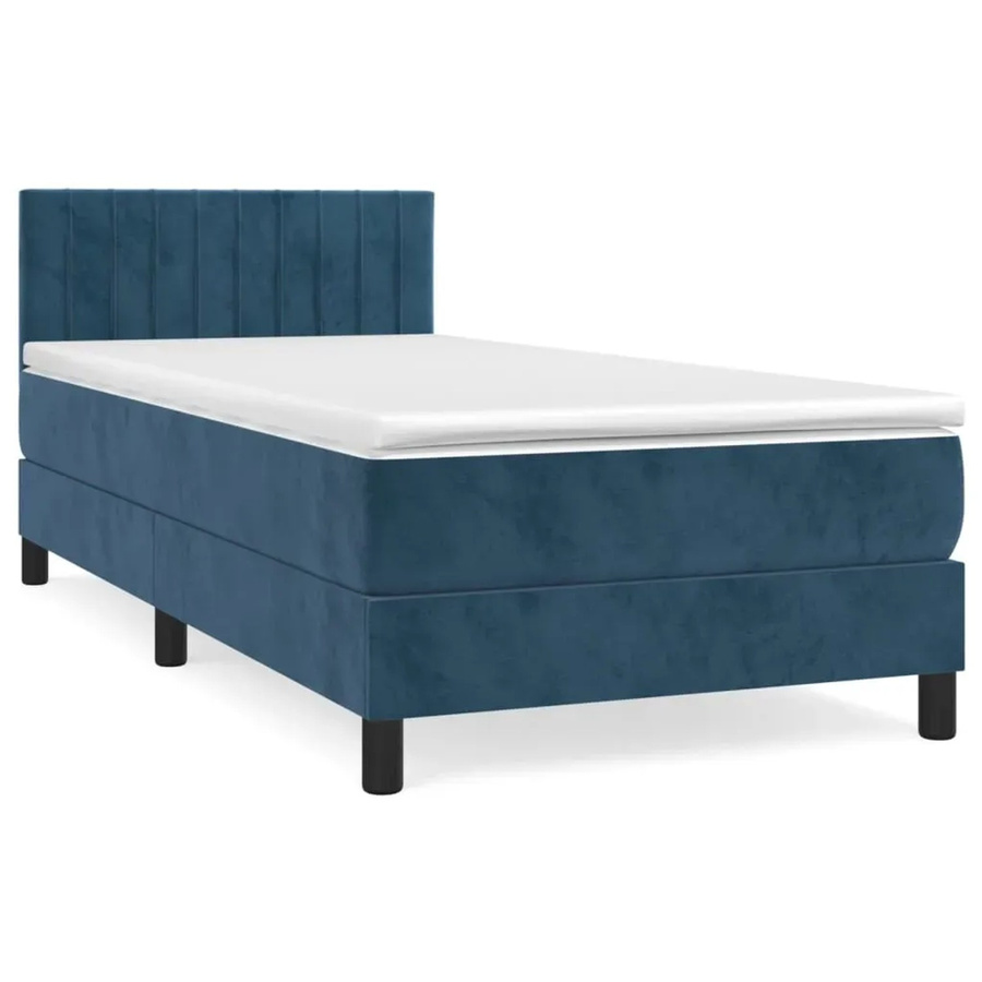 vidaXL Boxspringbett mit Matratze Dunkelblau Samt B/T/H: 90 x 190 x 200 cm - Bild 2