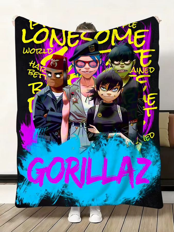 G-gorillaz Überwurfdecke aus Flanell in Weiß und Multicolour, leichte Sommerdecke für Sofa und Bett - Bild 4