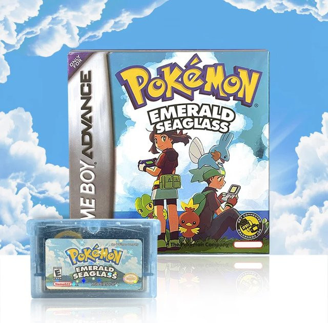 Pokemon Emerald Seaglass RTC Flash-Karte USA-Version für GBA-Videospielkonsolen mit Echtzeituhr und englischem ROM-Hack - Bild 1