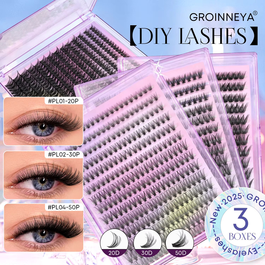 GROINNEYA Wimpern-Cluster, 5D, künstliche Nerz-Cluster-Wimpern, Unisex - Bild 2