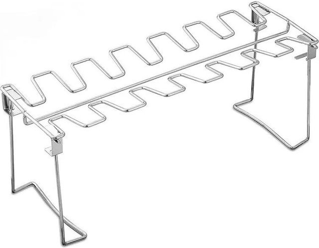 Zusammenklappbarer Barbecue Bratenständer aus Edelstahl in Silber für Hähnchen und Braten zum Grillen und Outdoor BBQ - Bild 1