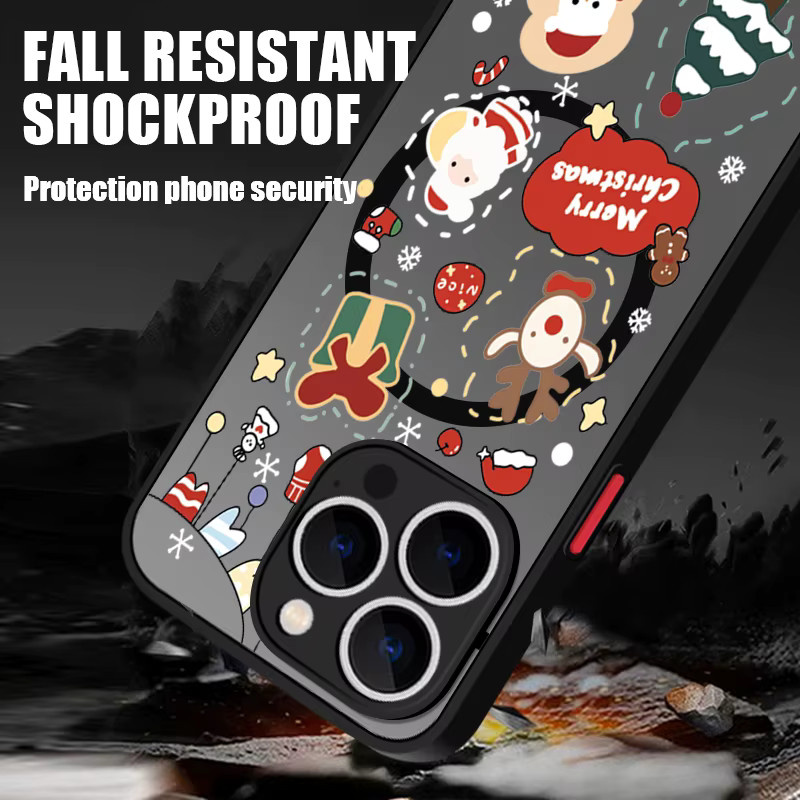 MOESOE Magnetische iPhone Hülle mit Weihnachtsbaummuster in Schwarz und Multicolour, Matte MagSafe Kompatible Schutzhülle für iPhone 17 16 15 14 13 12 Pro Max Plus 11 und 16e - Bild 2