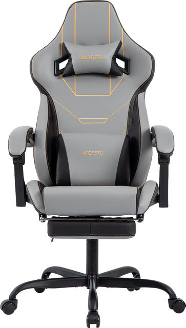 SUKIDA Ergonomischer Gaming-Stuhl in Schwarz mit Kopfstütze und Lendenwirbelstütze, drehbarer Bürostuhl aus Kunstleder mit Armlehnen - Bild 1