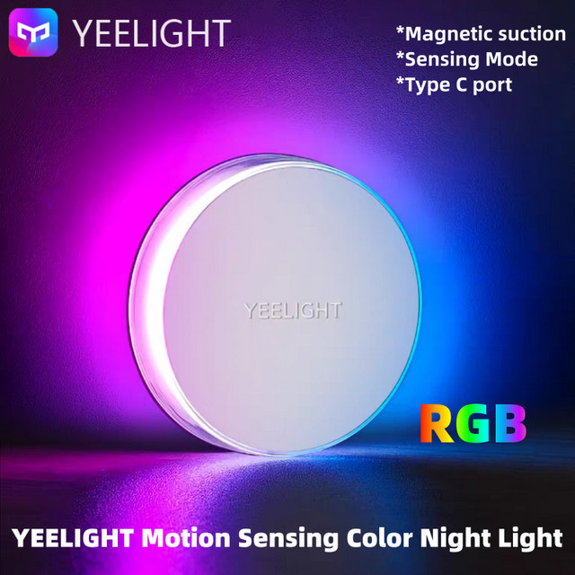YEELIGHT RGB Nachtlicht mit Bewegungserkennung, magnetische LED-Dekorlampe mit 2 Modi und Typ-C-Anschluss, Multicolor - Bild 1