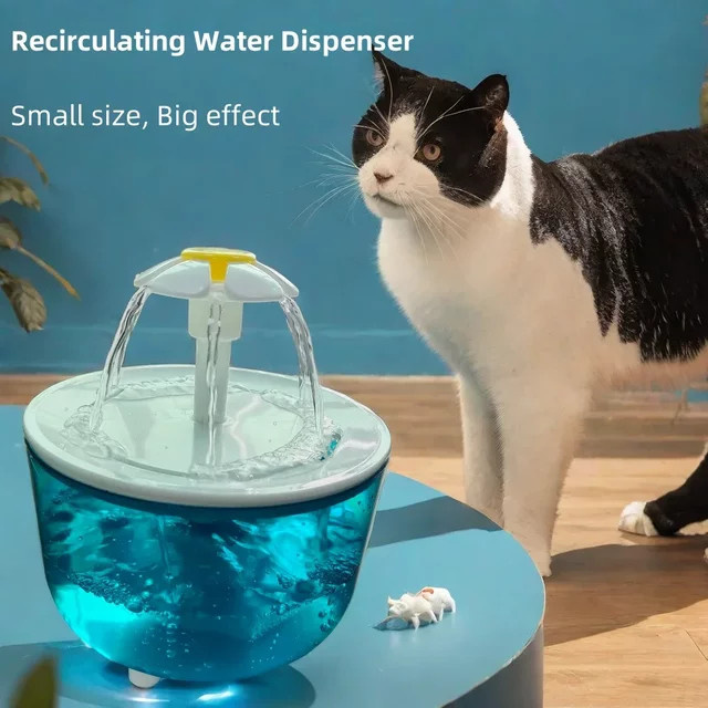 Geräuschloser Katzen-Trinkbrunnen mit 1,2 l Fassungsvermögen, USB-betriebener Haustier-Wasserspender für Katzen und kleine Hunde mit Filterschaum - Bild 1