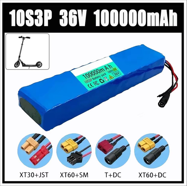 Ddadache Lithium-Ionen-Akku 36V 100Ah Blau, 10S3P 18650 Akku-Pack mit BMS und Ladegerät für Elektrofahrzeuge, Roller und modifizierte Fahrräder - Bild 1
