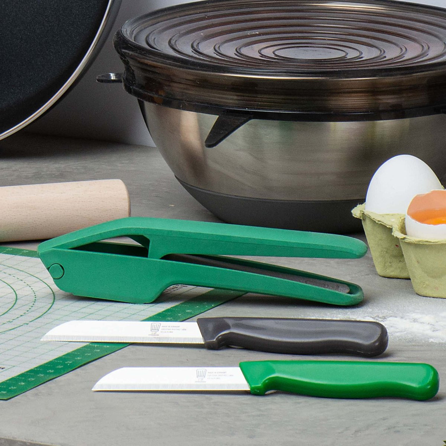 Fackelmann Knoblauchpresse mit ergonomischem Griff aus Edelstahl und Kunststoff, grün - Bild 3