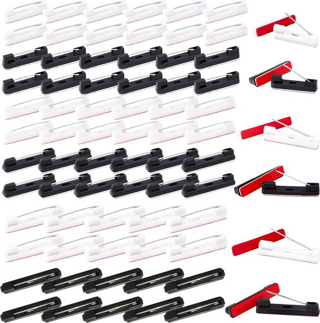 100 Stück selbstklebende Sicherheitsnadeln aus Kunststoff in Weiß für DIY Namensschilder und Abzeichen, Größen: 22 mm, 31 mm und 36 mm - Bild 1