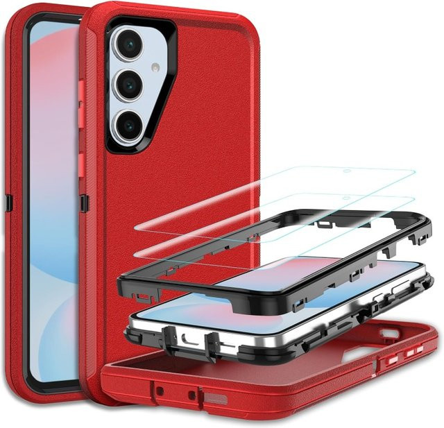Stoßfeste Defender-Rüstung Hülle mit 2 HD-Displayschutzfolien für Samsung S26 Ultra, S25, S24 und S23 Plus in Militärqualität - Bild 1
