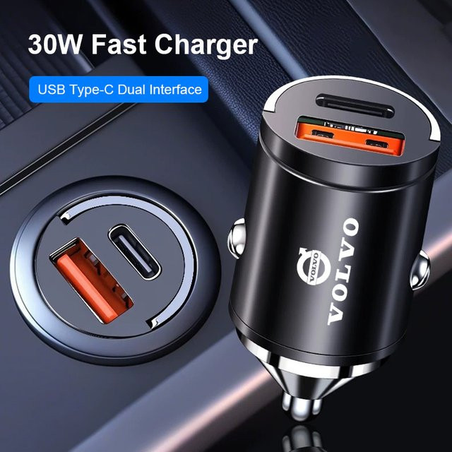 Volvo USB-C Schnellladegerät Adapter in Schwarz für XC90 V90 V60 XC60 V40 EC40 EX40 S80 S60 S90 C40 XC40 V70 XC70 C30 - Bild 1