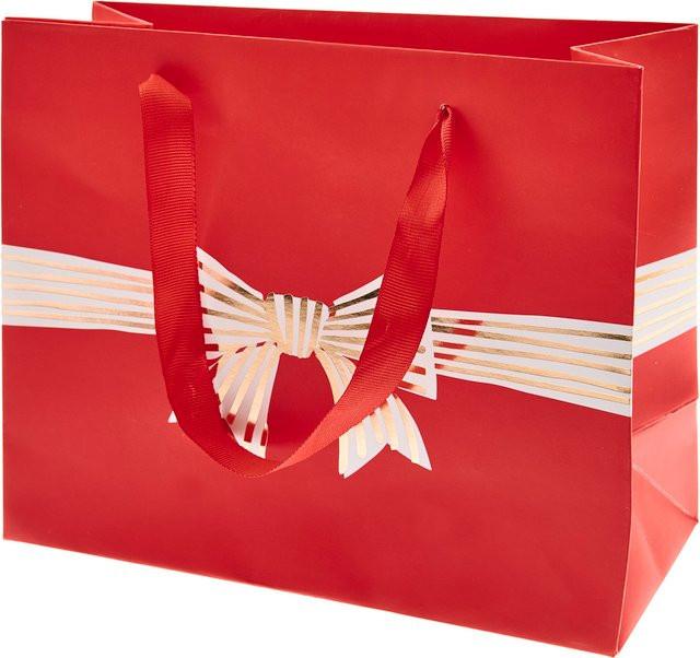 Rico Design Geschenktüte mit Schleife in Rot, B: 22,0 cm, H: 10,0 cm, T: 10,0 cm - Bild 1