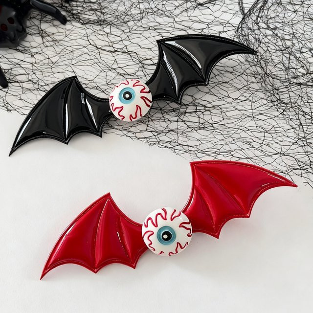 Haarspangen Fledermaus, Augapfel-Design, Schwarz, Rot, Unisex - Bild 1