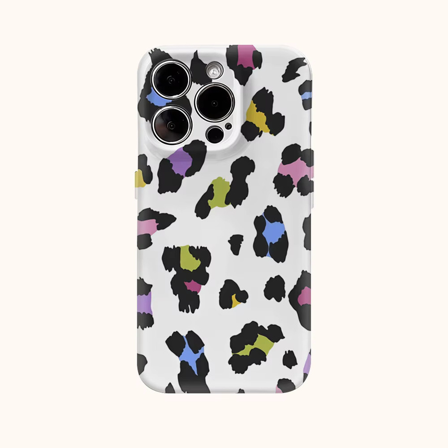 Potdemiel Handyhülle mit buntem Leopardenmuster für iPhone 17 Pro Max, 16, 15, 14, 13, 12, 11 und weitere Modelle mit doppelschichtiger Rückseite, Multicolor - Bild 2
