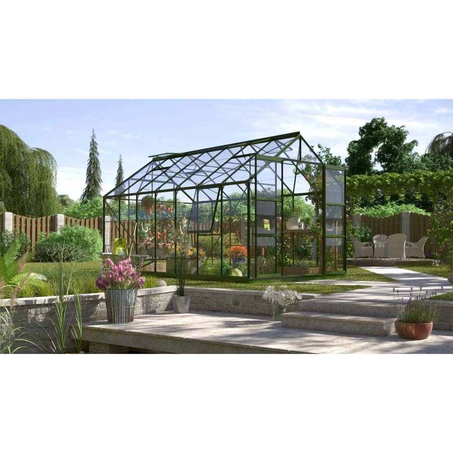 Vitavia Gewächshaus Jupiter 11500 in Smaragdgrün mit 11,5 m² Fläche, ESG-Sicherheitsglas und Doppelschiebetür - Bild 5