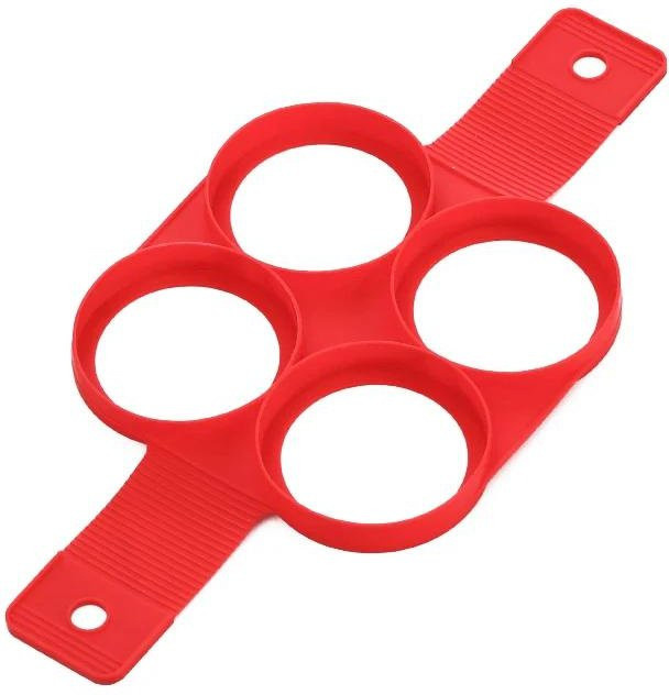 Yiran Furniture Silikon Pfannkuchen- und Eierring-Maker in Rot, antihaftbeschichtete runde Form für Pfannkuchen und Eier - Bild 1