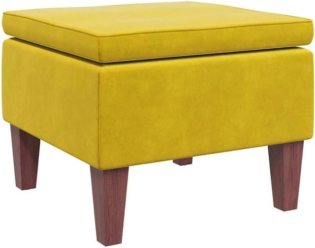 vidaXL Hocker aus Samt in Gelb mit Holzbeinen B/T/H: 42 x 42 x 52 cm - Bild 1
