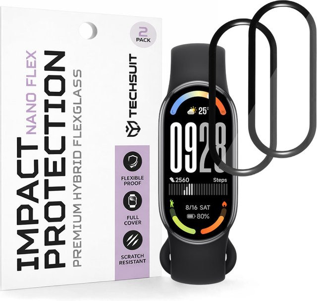 Techsuit Nano Flex Schutzfolie für Xiaomi Smart Band 10, 2er-Set, Schwarz - Bild 1