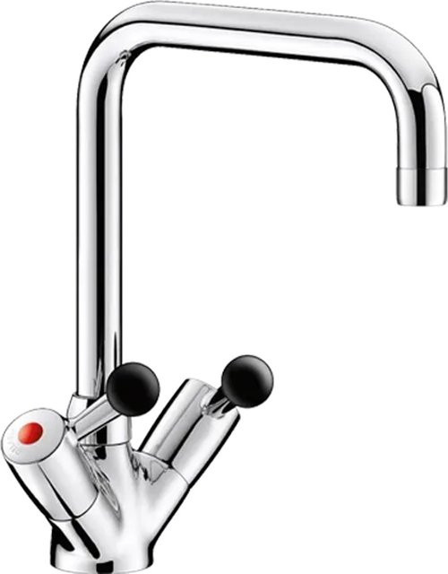 Delabie Zweigriffmischer L200 für die Küchenspüle mit schwenkbarem Auslauf und Bakelitgriffen in Chrom/Silber - Bild 1