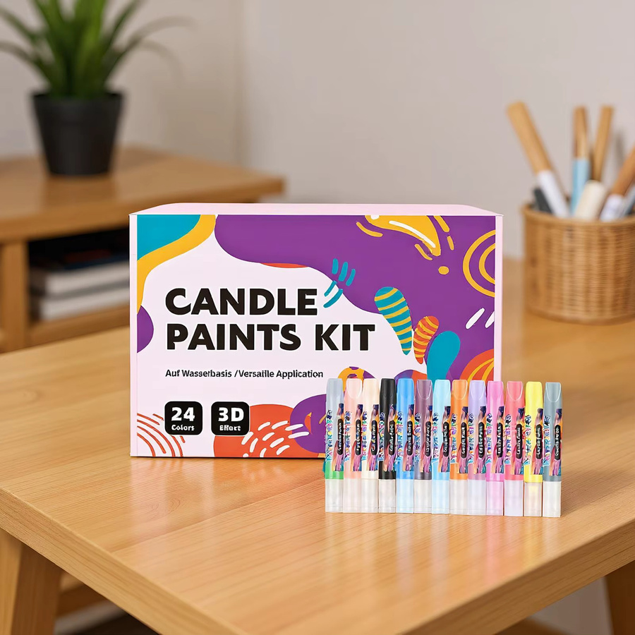 24 Farben 3D-Kerzenstift Set für DIY-Malereien auf Glasvasen und Kleidung, 10 ml pro Stift, Multicolour - Bild 3