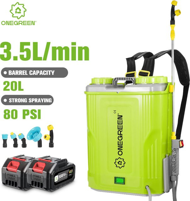 ONEGREEN Elektrisches Lithium-Sprühgerät für Makita 18 V Akku, 20 l Kapazität, 80 psi, Farbe: Grün - Bild 1
