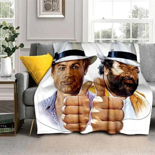 Bud Spencer Terence Hill Wurfdecke für Kinder, superweiche und warme Decke aus Polyester, Mehrfarbig, B x H: 75 x 100 cm - Bild 1