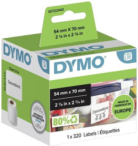 Dymo Universal Vielzweck-Etiketten Weiß Papier, B: 7,0 cm, H: 5,4 cm, 320 Stück - Bild 1