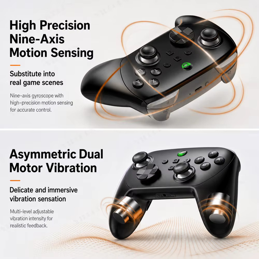 VILCORN S13 Kabelloser Bluetooth Gamepad Controller für Nintendo Switch, OLED, Lite und PC in Weiß mit Ein-Tasten-Aufweckfunktion und Dual-Vibration - Bild 3
