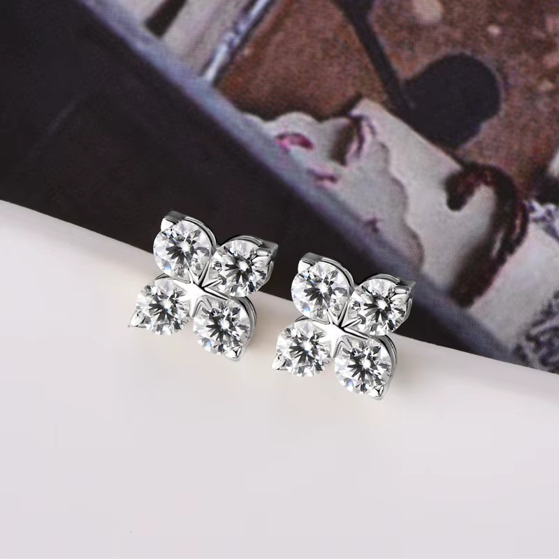 IOGOU Ohrstecker, 18 Karat vergoldet, Silber, Moissanite, Damen - Bild 3