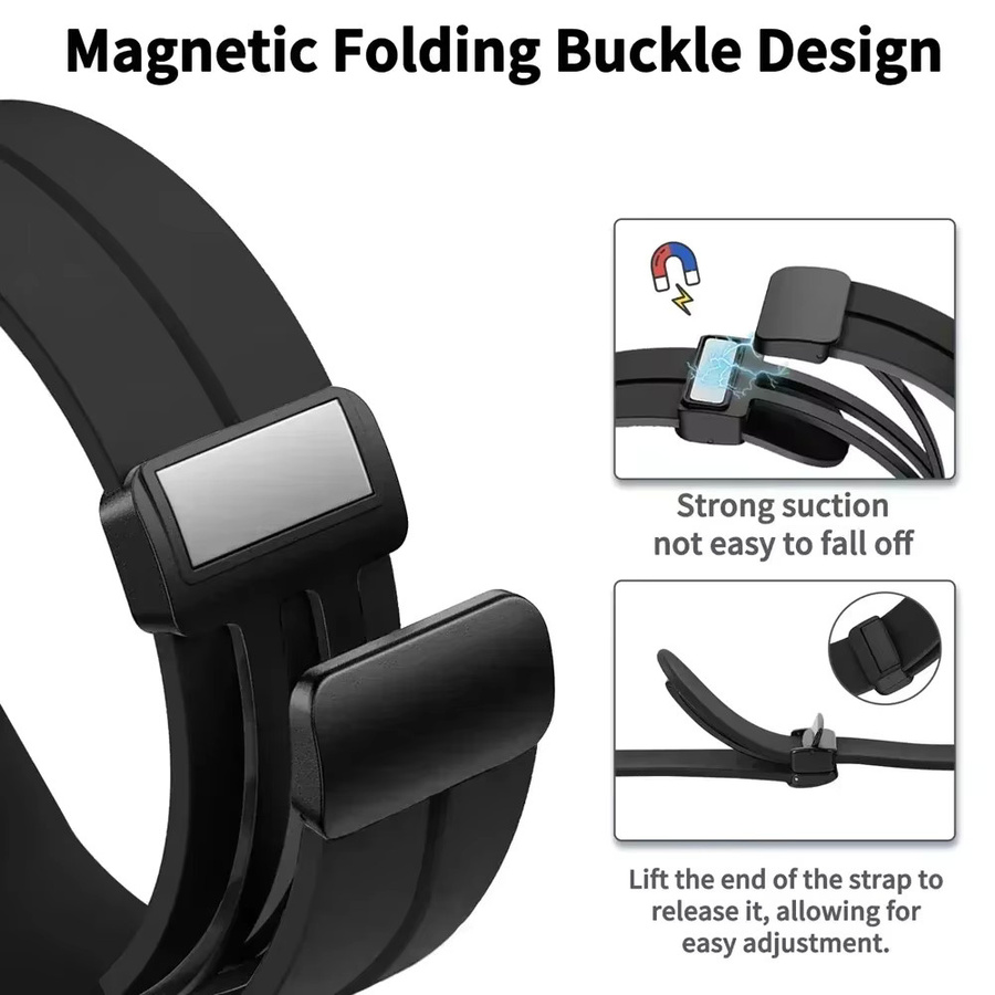 Huawei Uhrenarmband, Silikon, Magnetisch, Schwarz, Unisex, 20mm 22mm - Bild 1