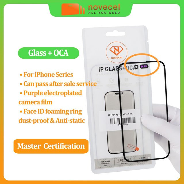 NOVECEL 5er Set OEM Touch Screen Glas Panel mit OCA für iPhone 17 Pro Max 16 15 14 13 12 11 Pro Xs Max XR LCD Bildschirm Äußere Glas Reparatur, transparent - Bild 1