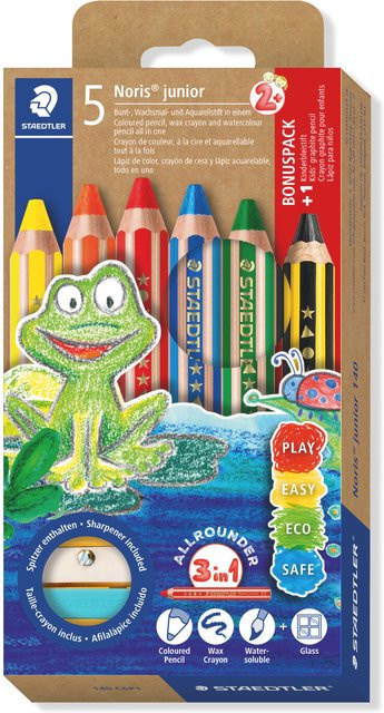 Staedtler Noris Junior Buntstift Set mit 6 Farben in Grün und Multicolour für Kinder - Bild 1