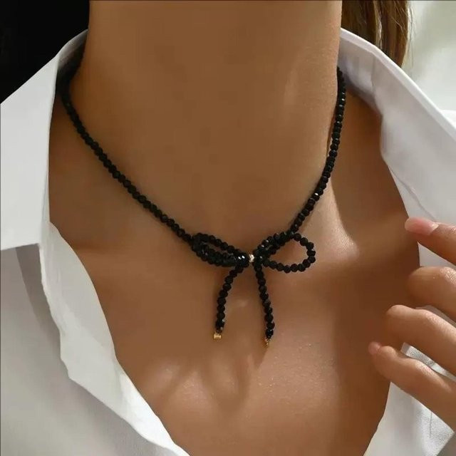 Choker Halskette Kristall Schleife, schwarz, Mädchen - Bild 1