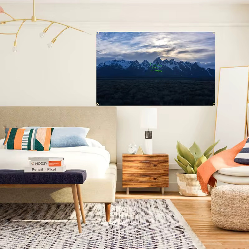 VIKAMA Wandteppich im Grand Teton Design mit Kanye West Ye Album-Cover Motiv in Blau für deine Hip-Hop Wandgestaltung - Bild 3