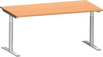 Schäfer Shop Genius Schreibtisch MODENA FLEX mit T-Fuß-Rundrohr, höhenverstellbar, Farbe Buche/Weißalu, B/T: 160 x 80 cm - Bild 1