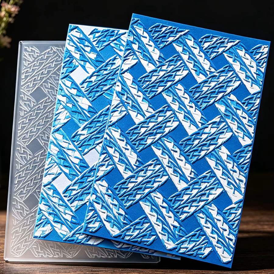 Diamantgewebte Prägeplatte mit 3D-Textur aus Kunststoff für handgemachte Grußkarten - Bild 2