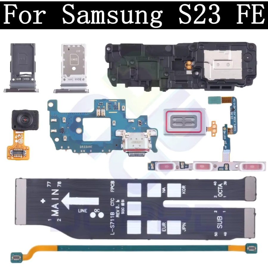 Samsung USB-C Ladeanschlussplatine mit SIM-Kartenfach und Flexkabel für S23 FE in Schwarz - Bild 2