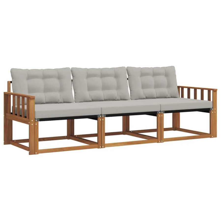 vidaXL Outdoor-Sofagarnitur mit Kissen 3-teilig in Natur und Hellgrau - Bild 2