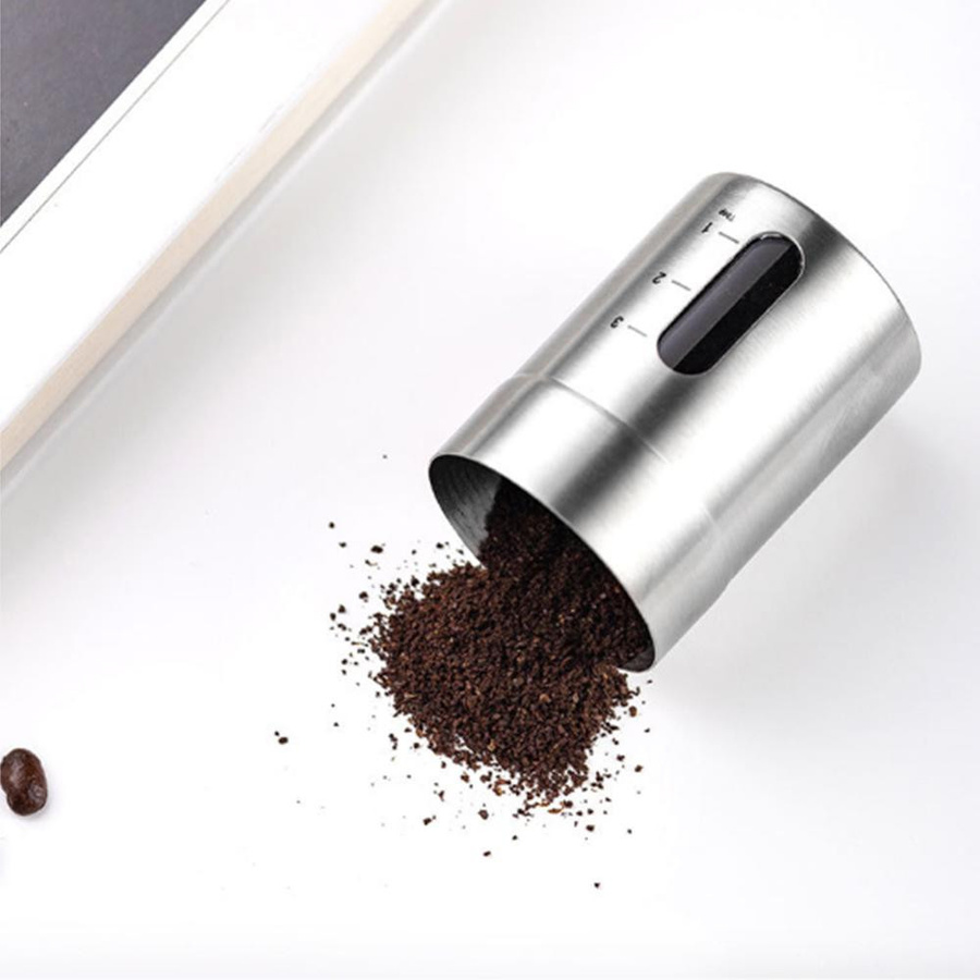 Neoglint Manuelle Handkaffeemühle mit Keramikmahlwerk und Holzhalter in Silber und Schwarz - Bild 2