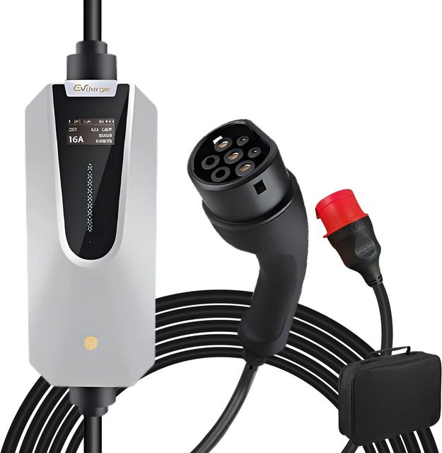 Junsun EV Ladegerät 11kW mit 6m Kabel, Smart App Steuerung, Typ 2, 3-phasig, 6-16A, Weiß - Bild 1