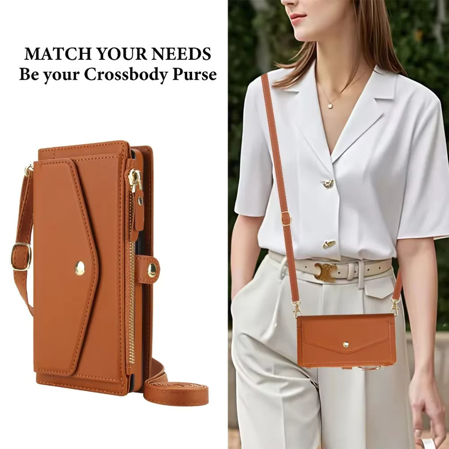 Magnetische Crossbody Brieftasche mit abnehmbarem Kartenhalter und Telefonabdeckung für Samsung Galaxy S25 Ultra S24 Plus S23 A16 A36 A56 A55 A35 A15 in Schwarz oder Braun - Bild 3