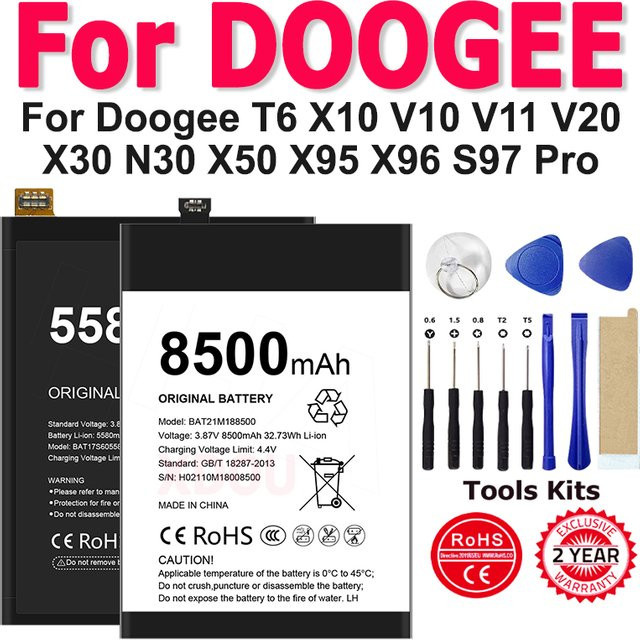 Doogee Ersatzakku für T6 X10 V10 V11 V20 X30 N30 X50 X95 X96 S97 Pro in Schwarz - Bild 1